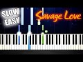 Jason Derulo - Savage Love - SLOW EASY Piano Tutorial by PlutaX