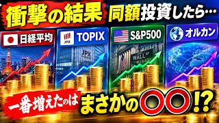 【衝撃の結果】日経平均・TOPIX・S&P500・オルカンに同額投資したら…一番増えたのはまさかの〇〇!? 最後まで見れば答えがわかる