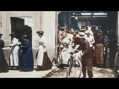 (HD Colorized, 60fps) Workers Leaving The Lumiere Factory 1895 - Lumiere Brothers