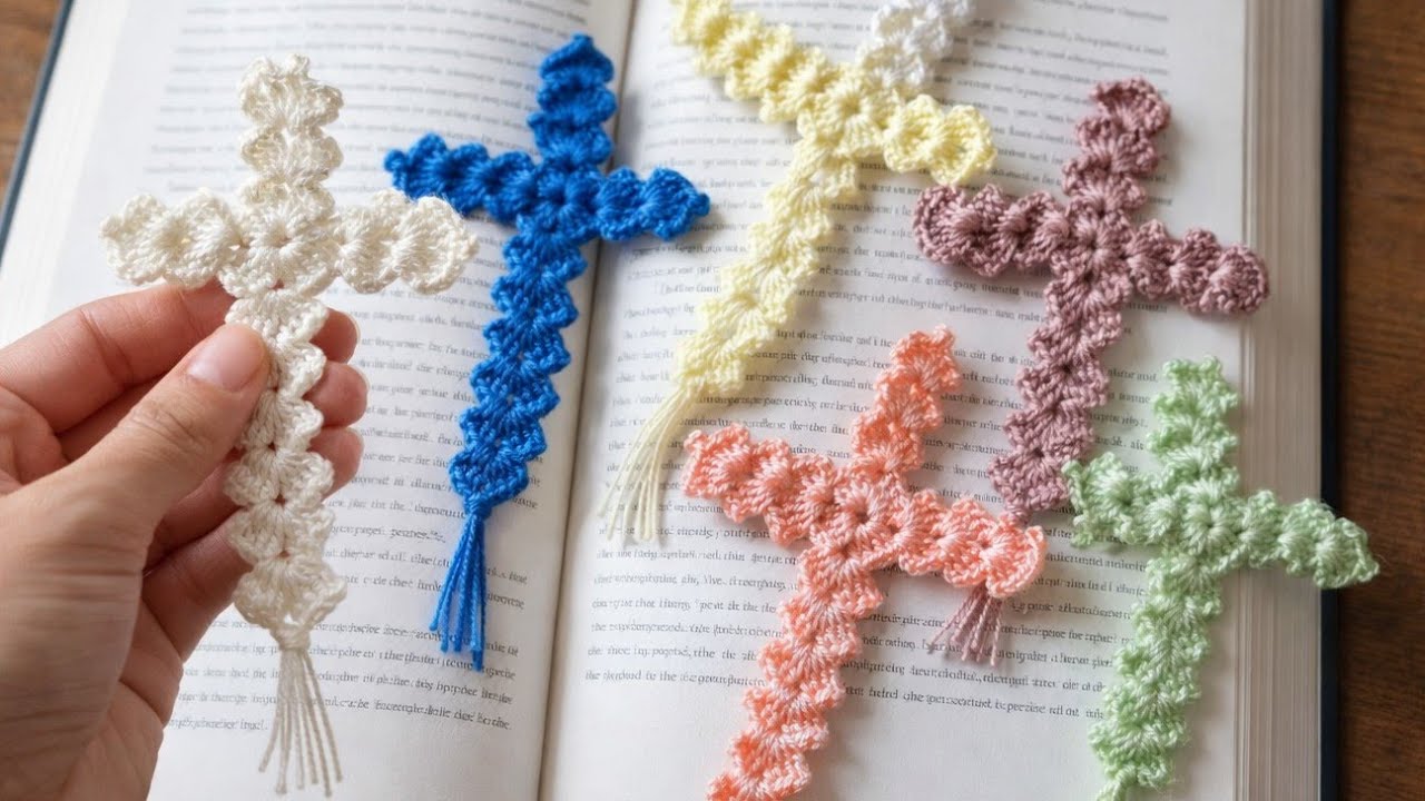 WOW✨💯 Crochet Cross Bookmark Tutorial for Beginners 💯 Super Easy Crochet Cross Bookmark 📑