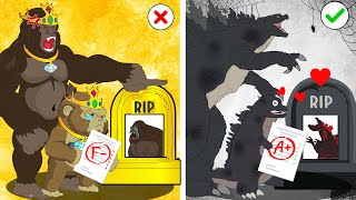 Download lagu R.I.P Rich vs Poor - POOR BABY GODZILLA vs. KONG LIFE | Sad Story Godzilla Animation Cartoon mp3