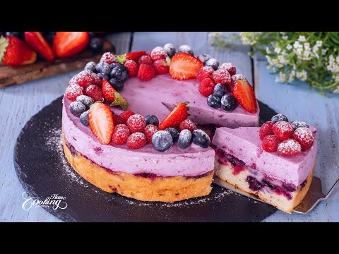 Berry Cream Cheese Mousse Cake - Easy Recipe