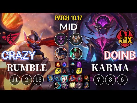 RW Crazy Rumble vs FPX Doinb Karma Mid - KR Patch 10.17