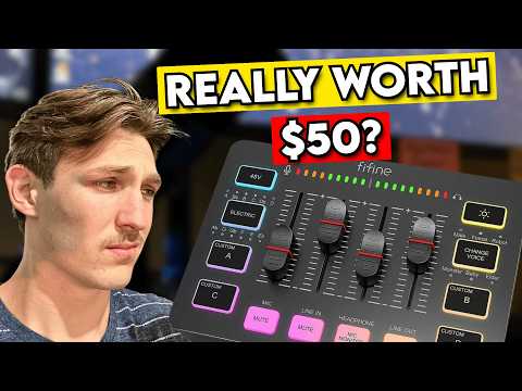 FIFINE Gaming Audio Mixer, Streaming RGB PC Mixer with XLR Microphone Interface, Individual Control, Volume Fader, Mute Button, 48V Phantom Power, for Podcast/Recording/Vocal/Game Voice-AmpliGame SC3 video review thumbnail