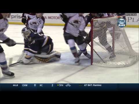 Nick Holden backhand reviewed goal 3-0 Colorado Avalanche vs St. Louis Blues 4/5/14 NHL Hockey.