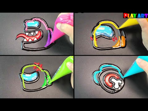 ★Among us Emoji Pancake Art★ Zombie, Shy, Angry, A dead body, [어몽어스 이모지 팬케이크아트]좀비,샤이,앵그리,데스바디