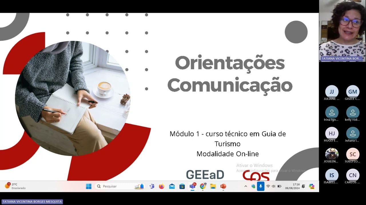 Encontro Síncrono Orientações Gerais da Comunicação