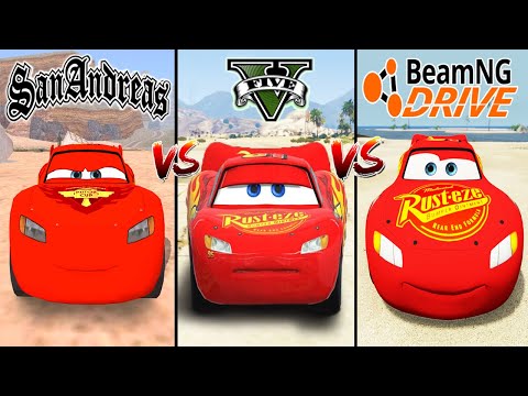 GTA San Andreas Lightning McQueen VS GTA 5 Lightning McQueen VS BeamNG McQueen - Which is best?