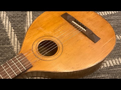 1800’s Era No-Name Mini Travel Guitar Round Body W/Pyramid Bridge Late 1800’s - Real Relic image 21