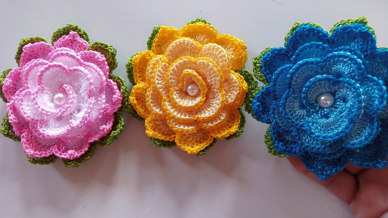 ROSA DE CROCHÊ ENROLADA 🌷 | PASSO A PASSO - Valdenete crochê artes e reciclagem
