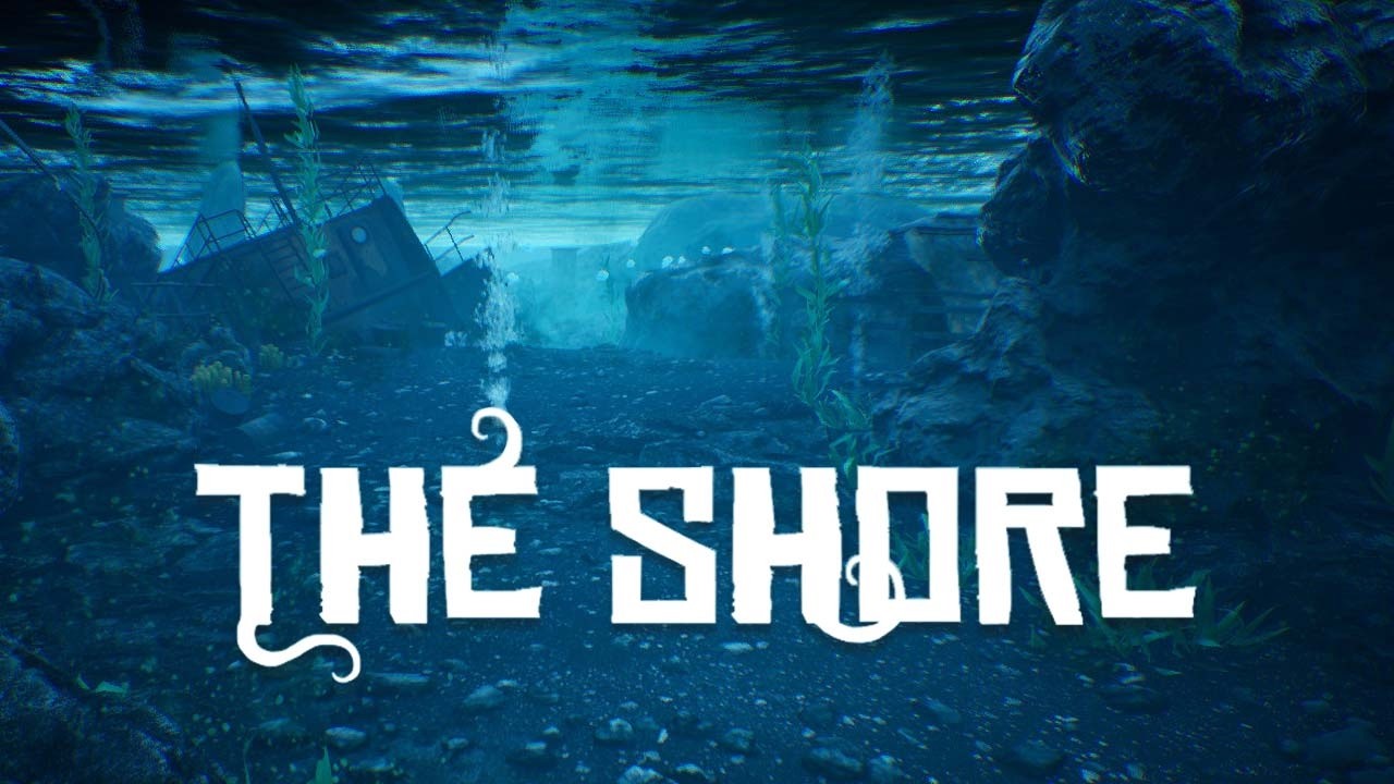 Promotional still showing a character facing a massive cosmic entity on a stormy shoreline