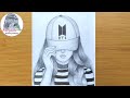 How to draw a Girl with Cap || A Girl with BTS cap || Pencil Drawing || bir kız nasıl çizilir