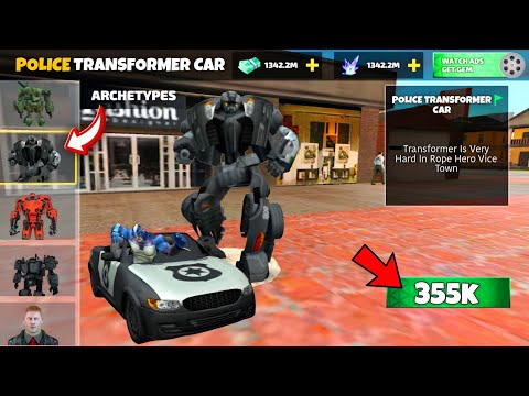 How To Equip Police Transformer Car In Rope Hero Vice Town | Rope Hero Mission | Police Transformer