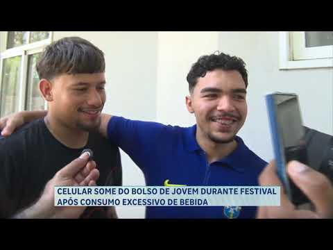 CELULAR SOME DO BOLSO DE JOVEM DURANTE FESTIVAL APÓS CONSUMO EXCESSIVO DE BEBIDA