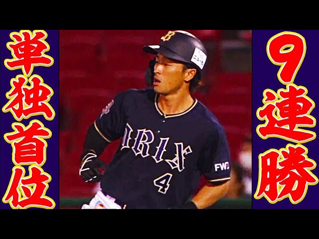 【単独首位】みなぎる猛牛打線『二死走者無しから4連打』で追加点【9連勝】