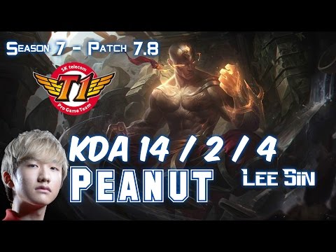 SKT T1 Peanut LEE SIN vs ELISE Jungle - Patch 7.8 KR Ranked