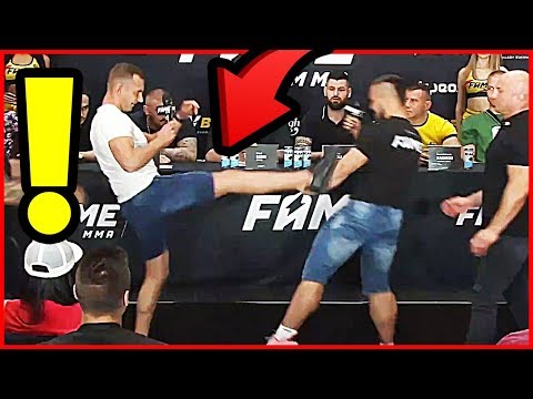 Krycha rzuca się na Kastiego na 2 konferencji FAME MMA 4!
