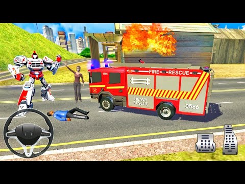 Fire Fighter Robot Transform Robot Truck - Emergency Rescue Simulator - Android Gameplay