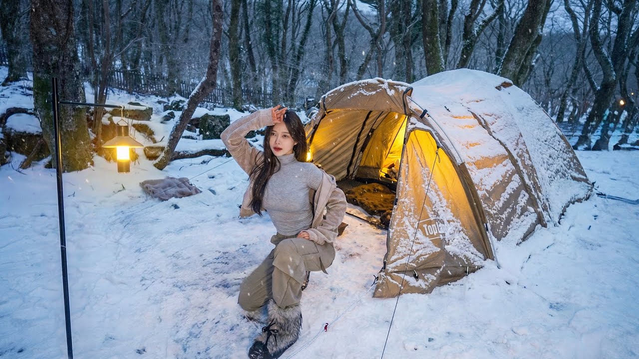 ❄️ 눈내리는 설산에서 난로없이 첫 백패킹 도전🥶 | 수제 찐빵 만들어먹기