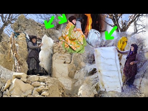 A cave in the heart of the rock: A pregnant mother's trick to warm up the cave in the cold of winter