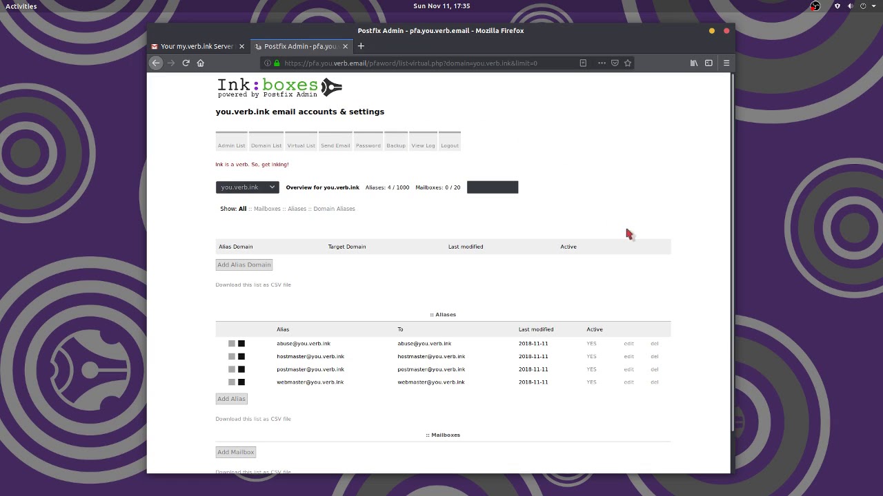 Postfix Admin basics