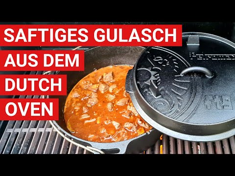 ♨️ GRILLBLITZ: Gulasch aus dem Dutch Oven, Original Rezept, Partyrezept, Rotweingulasch wie bei Oma
