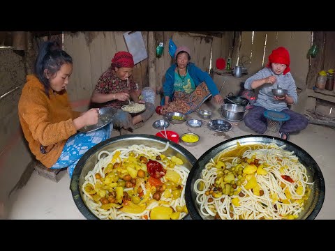 Vegetable Thukpa Recipe Eating | Veg Noodle Soup Recipe In village | Nepali Style Cooking & Mukbang