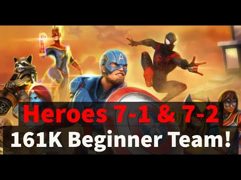 161K Beginner Team! Heroes 7-1 and 7-2 Campaign Unlock | Marvel Strike Force - Free to Play