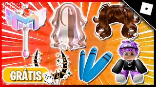 COMO PEGAR 9 NOVOS ITENS GRÁTIS NO ROBLOX - MARTELO DE FADA, CABELO NAPOLITANO GRÁTIS NO ROBLOX E +