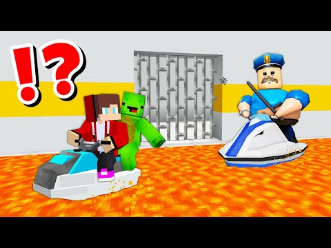 JJ and Mikey vs ROBLOX LAVA BARRY'S PRISON RUN CHALLENGE in Minecraft / Maizen animation