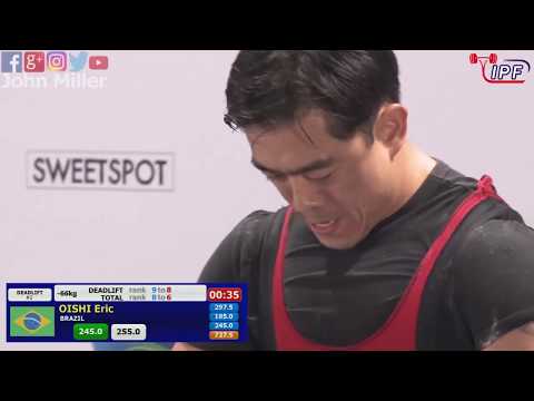Eric Oishi - 9th Place 727.5kg Total - 66kg Class 2019 IPF World Open