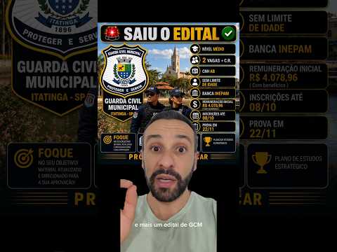 Saiu Edital GCM ITATINGA - SP 🚨
