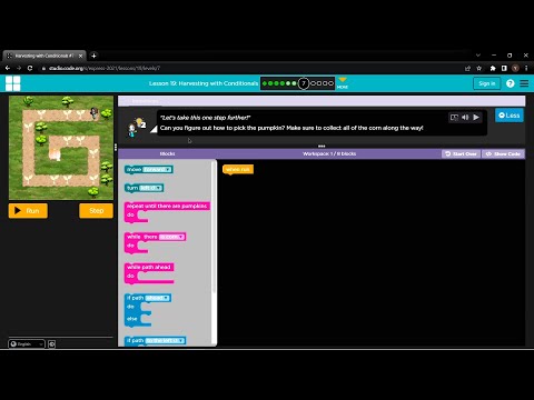 L19-7 |Code.org | Express-2021 | Lesson 19: Harvesting with Conditionals | level 7