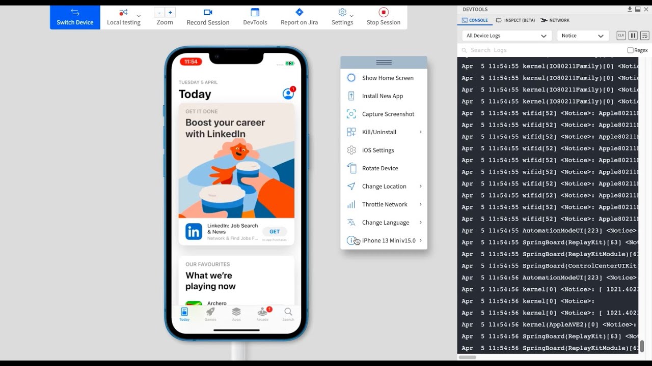How can I screen record a session on App Live?