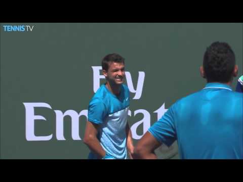 Amazing rally and wink   Grigor Dimitrov v Nick Kyrgios   2015 ATP Indian Wells