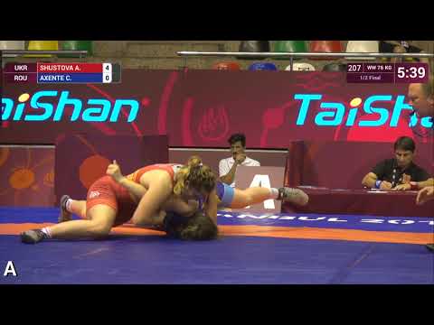 1/2 WW - 76 kg: A. SHUSTOVA (UKR) v. C. AXENTE (ROU)