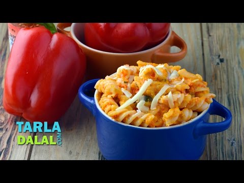 Fusilli with Red Pepper Sauce by Tarla Dalal