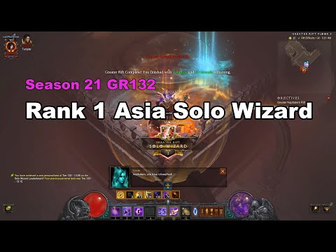 Diablo 3 Aughild's Vyr Season 21 Wizard Solo GR 132 Asia Rank 1