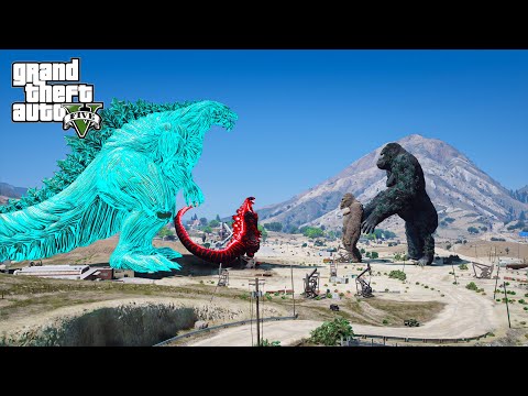 Team King Kong vs Team Giant Godzilla Earth, Shin Godzilla - The God Battle ( GTA V Mods )
