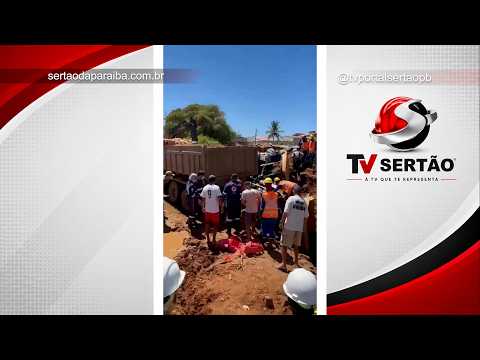 Caçamba perde controle, atinge retroescavadeira e lança trabalhadores em vala em Cajazeiras