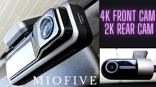 Miofive Front and Rear Dash Camera, 4K + 2K Dual Dash Cam