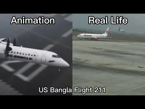 US Bangla Flight 211 Animation vs Real Life #planecrash