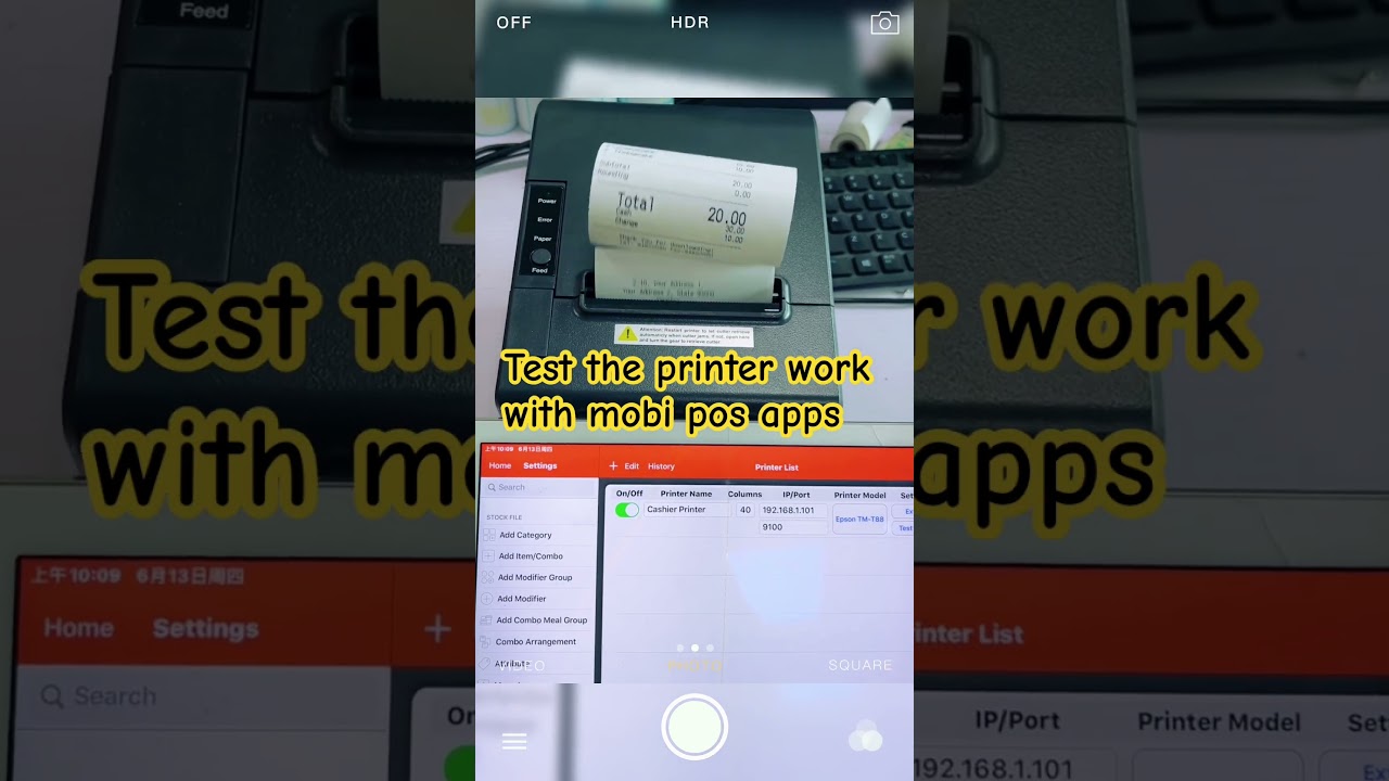 Test the WiFi printer work with mobi pos on iPad for customers #machine #printer #thermalprinters