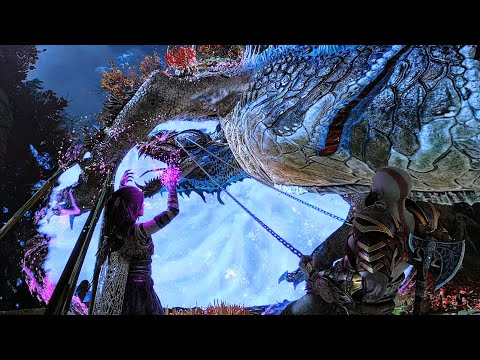 God of War Ragnarök - Freya kills Nidhogg