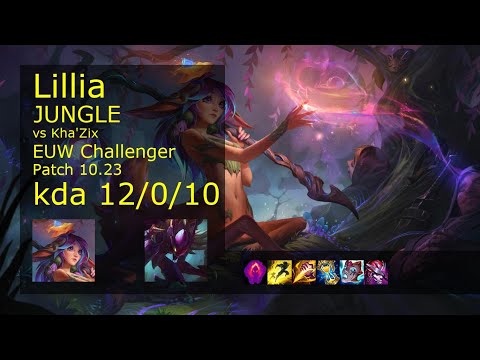 Lillia Jungle vs Kha'Zix - EUW Challenger 12/0/10 Patch 10.23 Gameplay