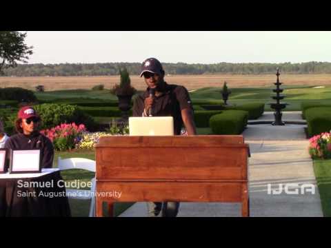 Samuel Cudjoe speaks at IJGA College Signing Day.