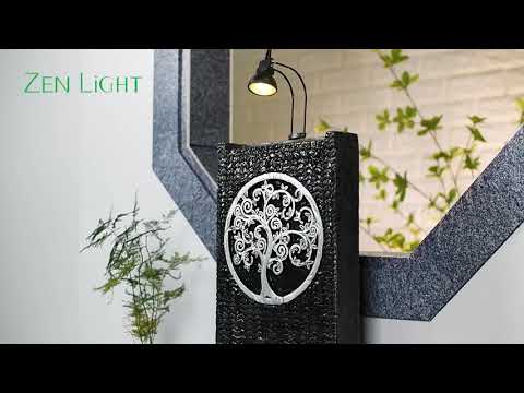 Zen Light Fontaine d'Intérieur Mur d'Eau Cascade - Statue Bouddha Amovible- Fontaine de Table Lumière LED Blanc Circuit fermé - Décoration Zen Salon Chambre Feng Shui - Cadeau Utile- H 26cm