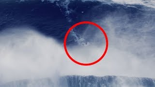 Surfer Wiped out Riding 60ft Wave off Nazaré Beach