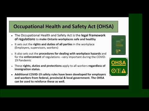 The Occupational Health and Safety Act and the Ontario Ministry of Labour