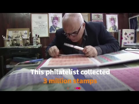 埃及男子收集300萬張郵票。 (Egyptian man collects 3 million stamps)